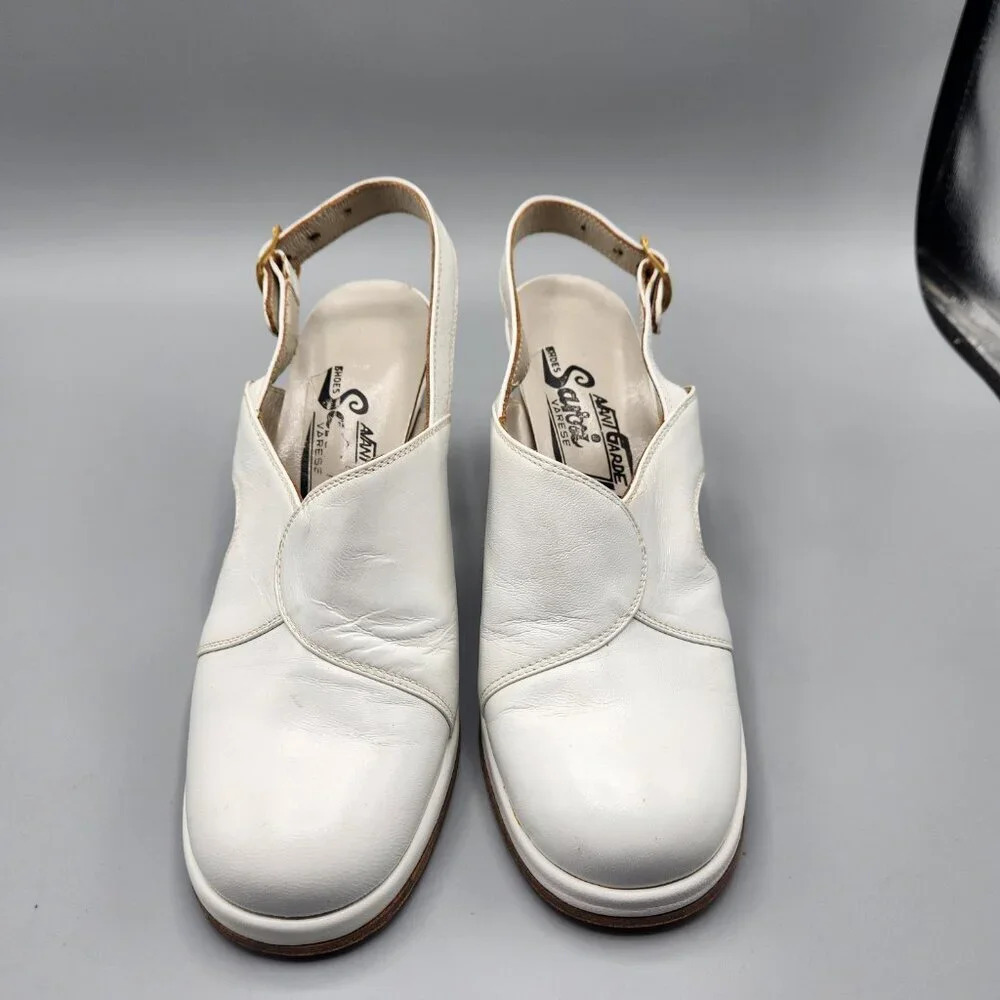 Vintage Closed Toe Heels White Italy  Size 6 - Picture 3 of 12